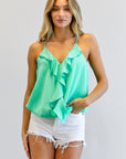 Davi & Dani V Neck Sleeveless Ruffle Top - Online Only