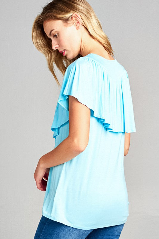 Solid Ruffle Detail Top - Online Only