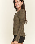 Jade By Jane Round Neck Striped Top