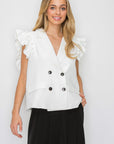 Julie Woven Ruffled Vest