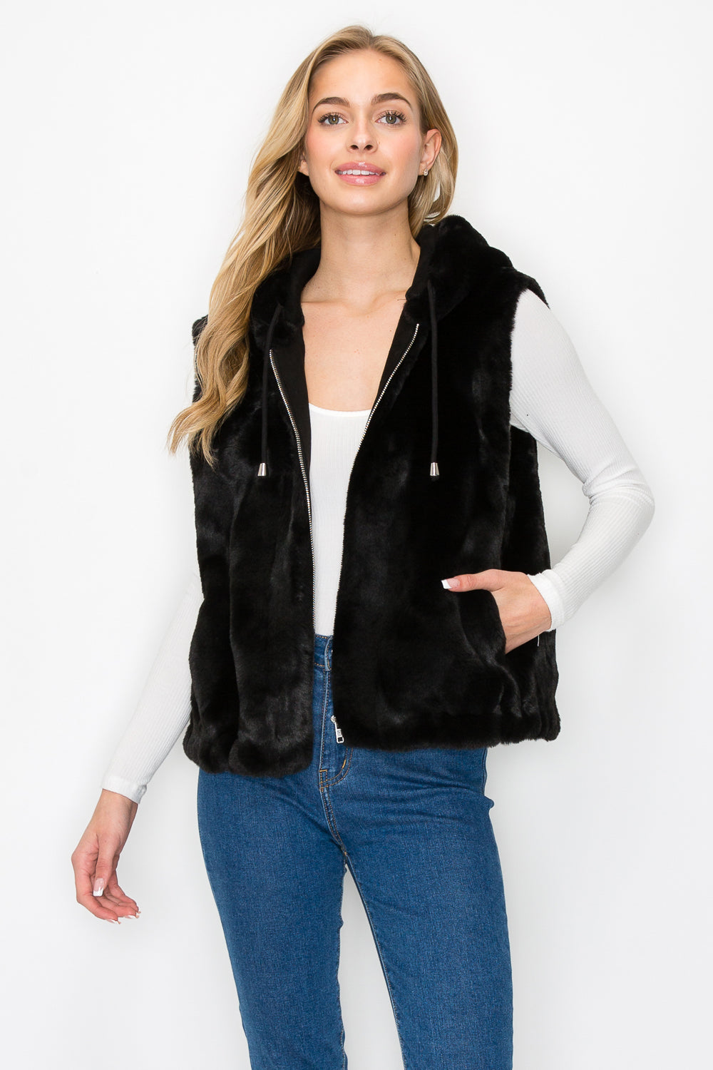 Jackie Fur Vest with Crossbody Fur Bag