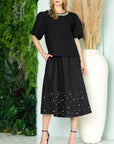 Willis Textured Skirt with Pearls