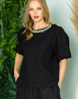 Windelle Textured Top with Pearls