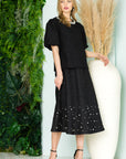 Willis Textured Skirt with Pearls