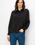 Wileene Satin Shirt with Diamond Trim