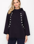 Frances Hoodie Top with Diamond Studs