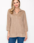 Addison Stretch Faux Suede Top