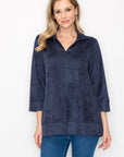 Addison Stretch Faux Suede Top