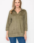 Addison Stretch Faux Suede Top