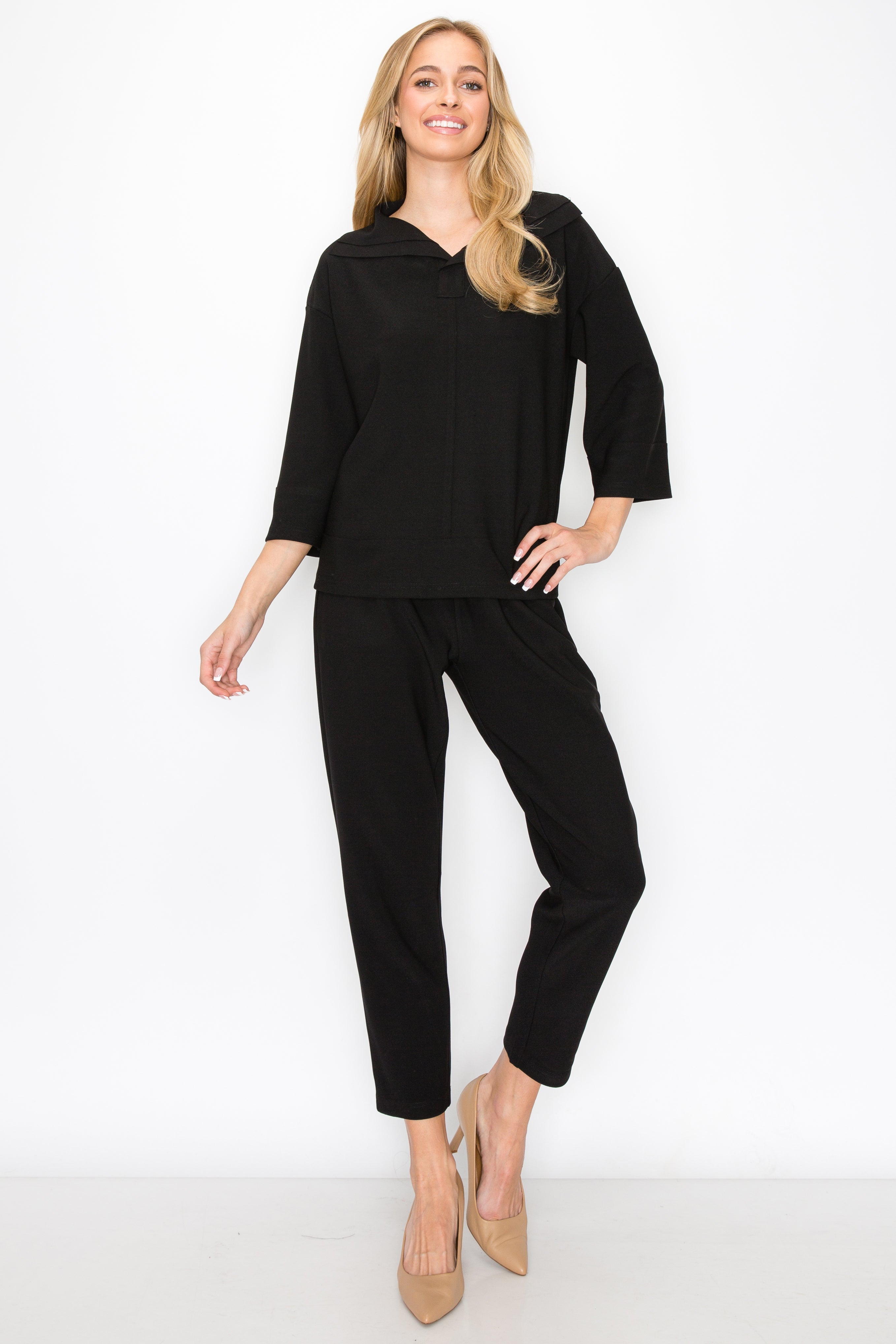 JOH |Kourtney Stretch Crepe Knit Top