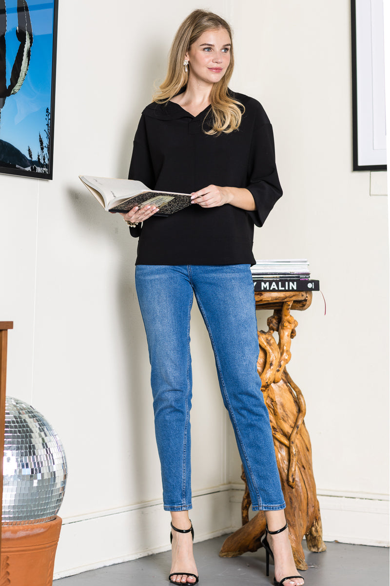 JOH |Kourtney Stretch Crepe Knit Top