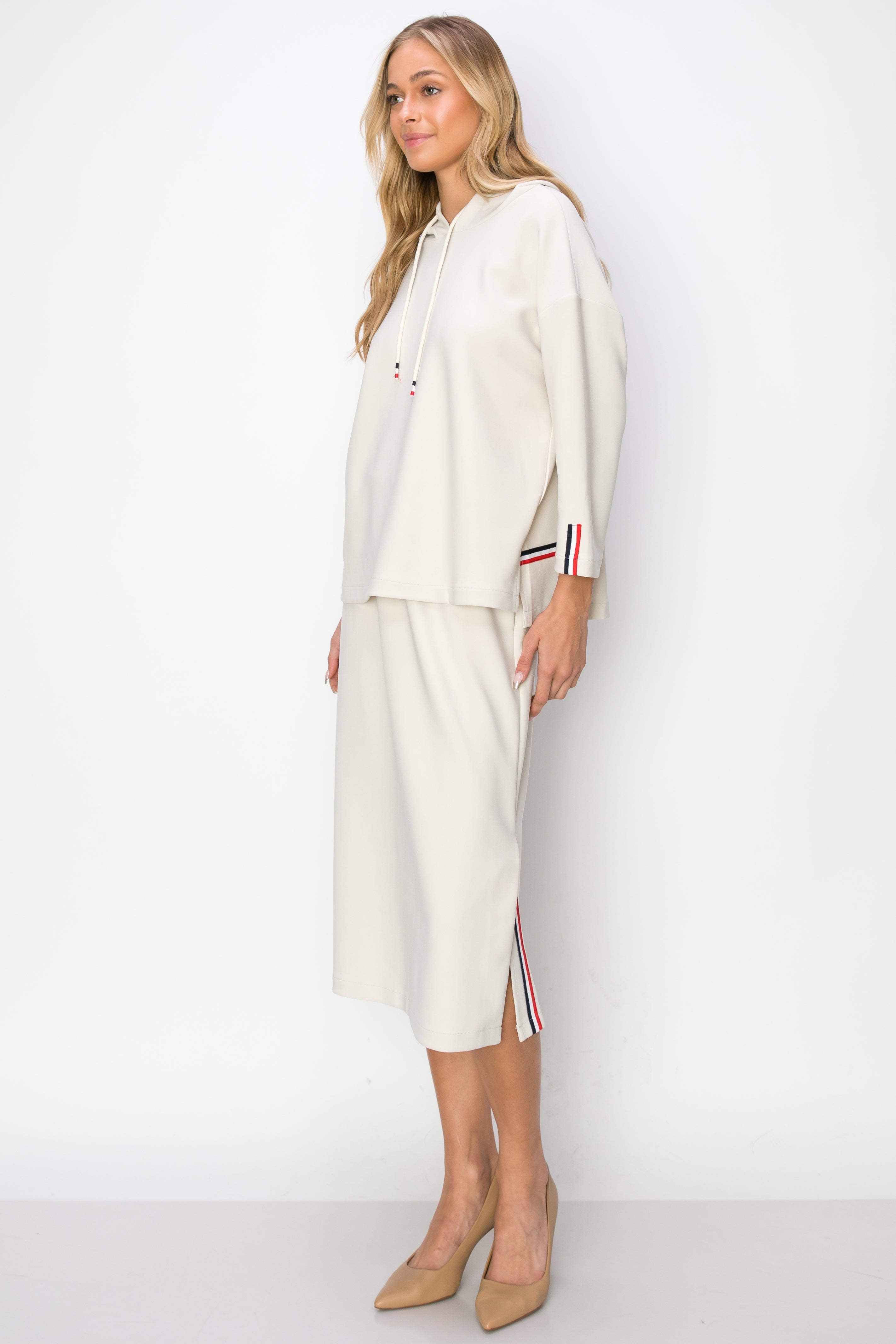 JOH |Kassie Crepe Knit Skirt with Contrast Stripes