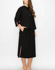 JOH |Kassie Crepe Knit Skirt with Contrast Stripes
