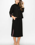 JOH |Kassie Crepe Knit Skirt with Contrast Stripes