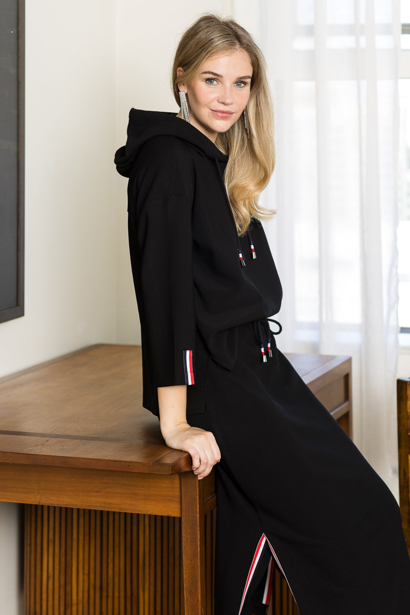JOH |Kassie Crepe Knit Skirt with Contrast Stripes