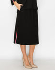 Kassie Crepe Knit Skirt with Contrast Stripes