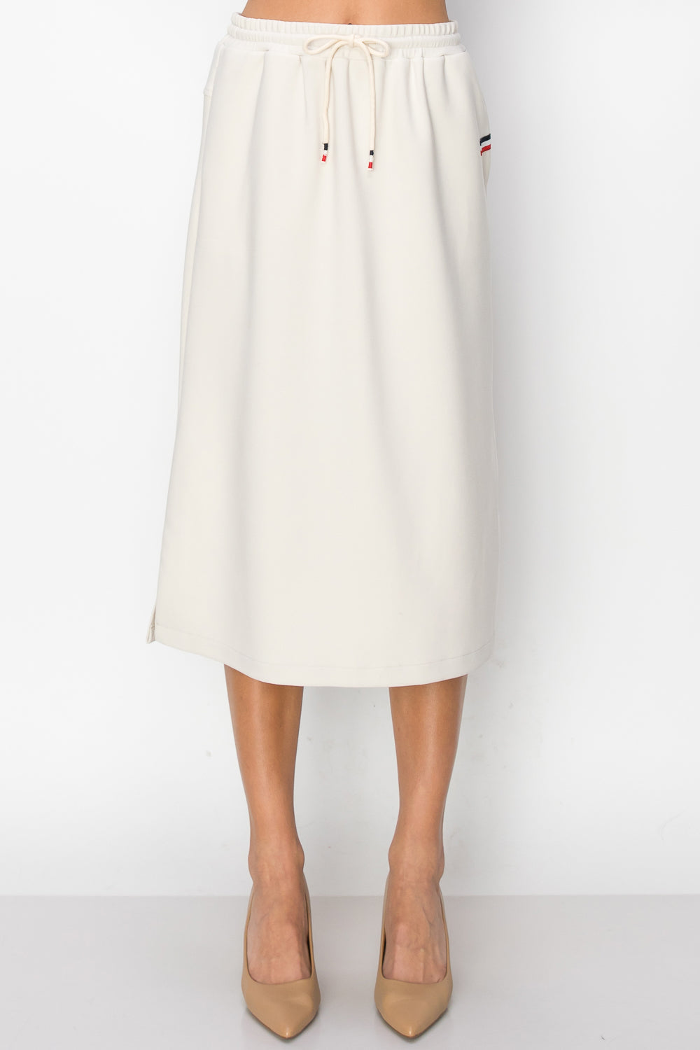 JOH |Kassie Crepe Knit Skirt with Contrast Stripes