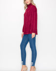 Willabella Suede Top with Ruffled Collar