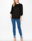 Abby Suede Top with Feathered Sleeves