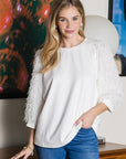 Abby Suede Top with Feathered Sleeves