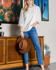 Abby Suede Top with Feathered Sleeves