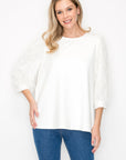 Abby Suede Top with Feathered Sleeves