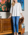 Abby Suede Top with Feathered Sleeves