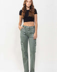 VERVET by Flying Monkey Mid Rise Straight Jeans with Cargo Pocket Detail