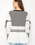 JOH |Reva Knitted Stripe Top with Cotton Poplin