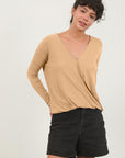 HYFVE Draped Drop Shoulder Long Sleeve Top