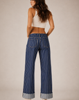 GJG Denim Star Chaser Low-Rise Pinstripe Wide-Leg Jeans