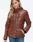 YMI Pocketed Zip Up Turtleneck Puffer Jacket