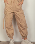 VERY J Elastic Waist Woven Cargo Pants