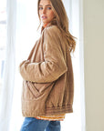 Davi & Dani Washed Soft Comfy Quilting Zip Closure Jacket