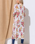 And The Why Floral Kimono Open Front Longline Cardigan