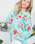 Allover Floral Lantern Sleeve Top