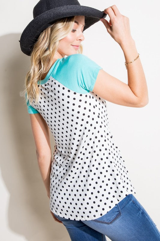 e Luna PLUS Polka Dot Mix Baseball Top