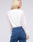 V Neck Lace Trim Top