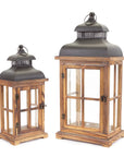 Rustic Wood and Metal Lantern (Set of 2)