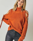 Davi & Dani Turtle Neck Cutout Long Sleeve Sweater - Online Only - My Pampered Life Seattle