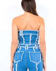 American Bazi Frayed Edge Denim Corset Top