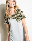 e Luna Plus Pin Stripe Camo Mix Pocket Top