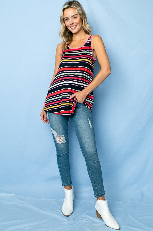 e Luna Multi Striped Tank Top