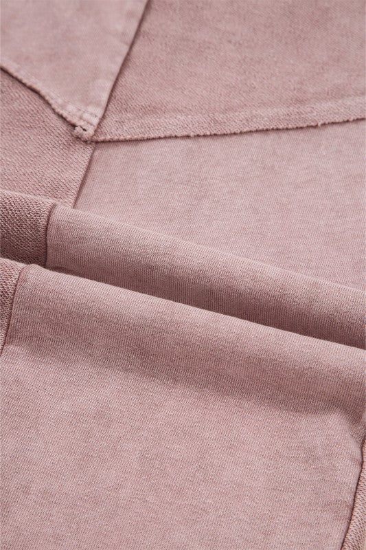 Mineral Wash Patchwork Tiered Wide Leg Pants