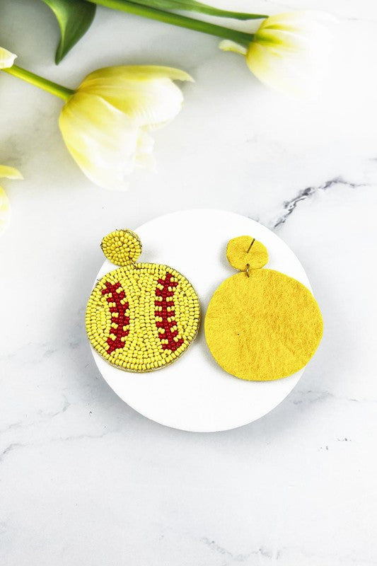 Seed Bead Sports Ball Post Earrings - Online Only