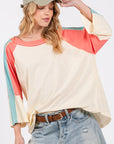 SAGE + FIG Color Block Curved Hem T-Shirt