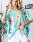 HOPELY Floral Waffle Oversize T-Shirt