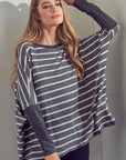 e Luna Stripe Mix Oversized Tunic Top