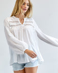 Davi & Dani Solid V-Neck Blouse - Online Only