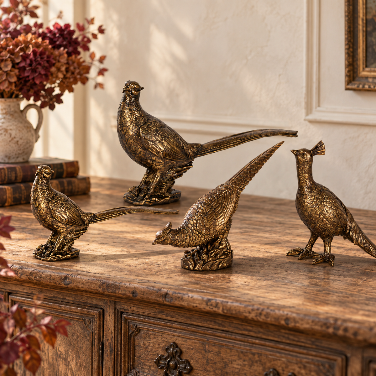Park Hill Bronze Pheasant Figurines – Set of 4